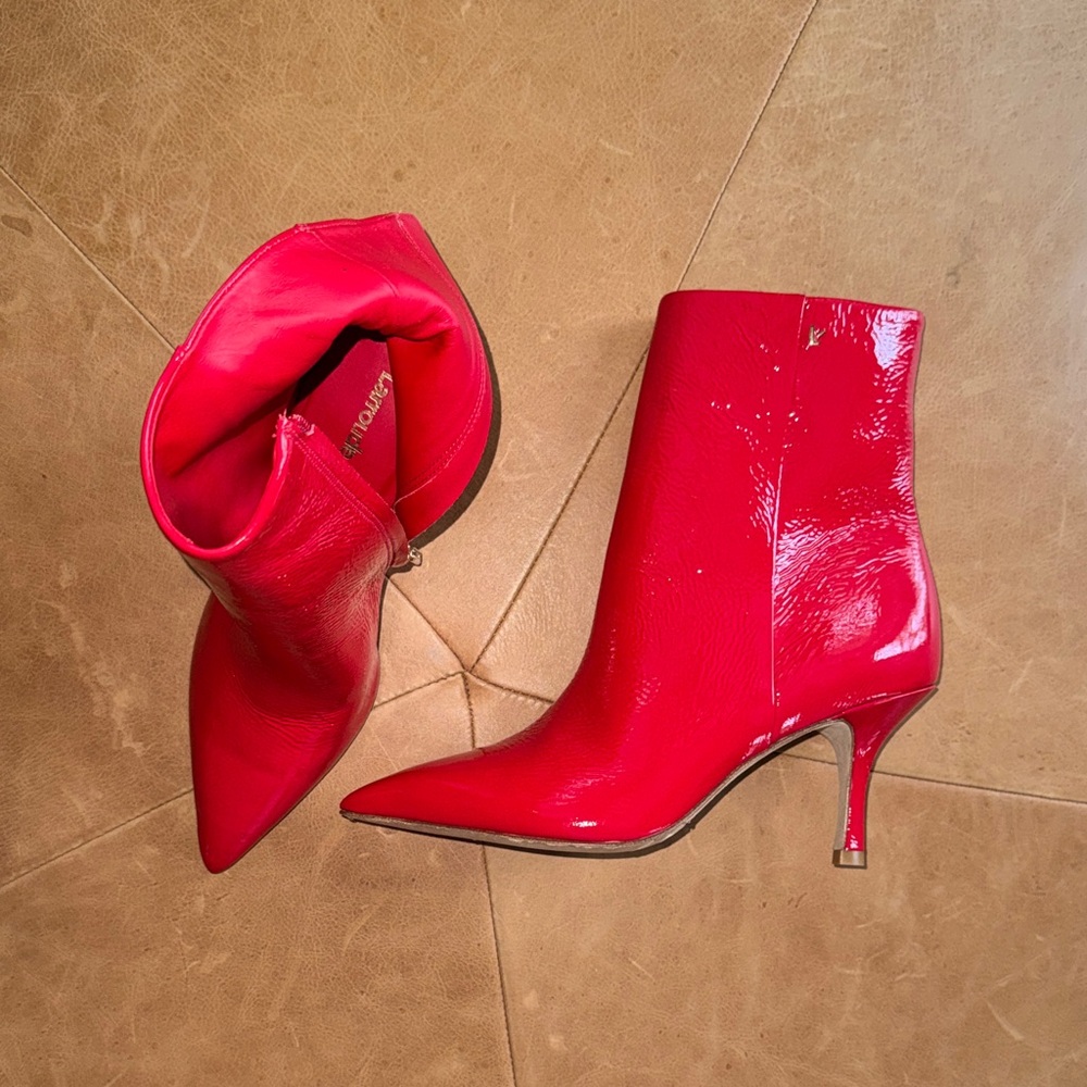 Larroude Red Patent Ankle Boot